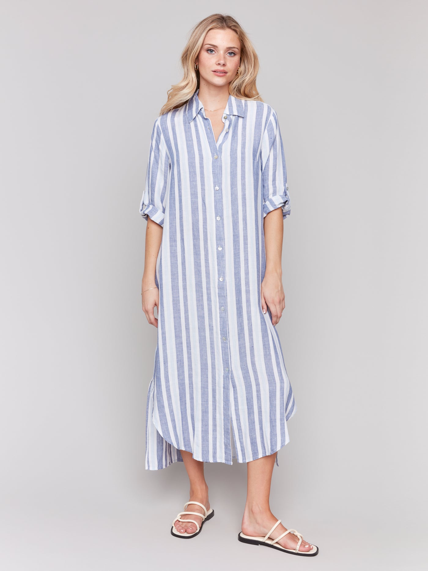 Charlie B Dress - Linen Tunic - Stripes