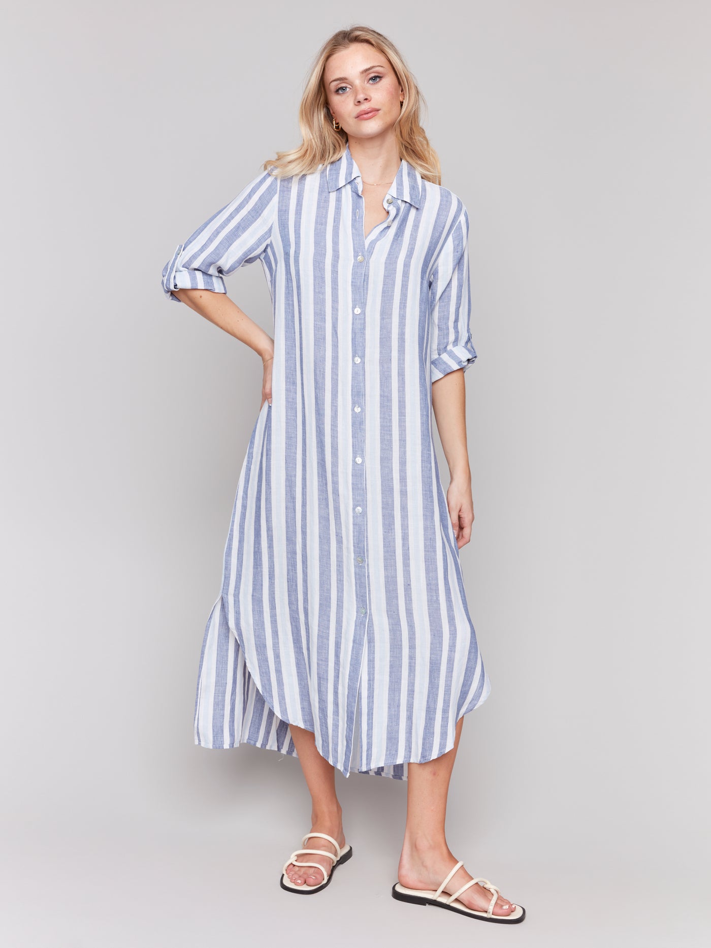 Charlie B Dress - Linen Tunic - Stripes