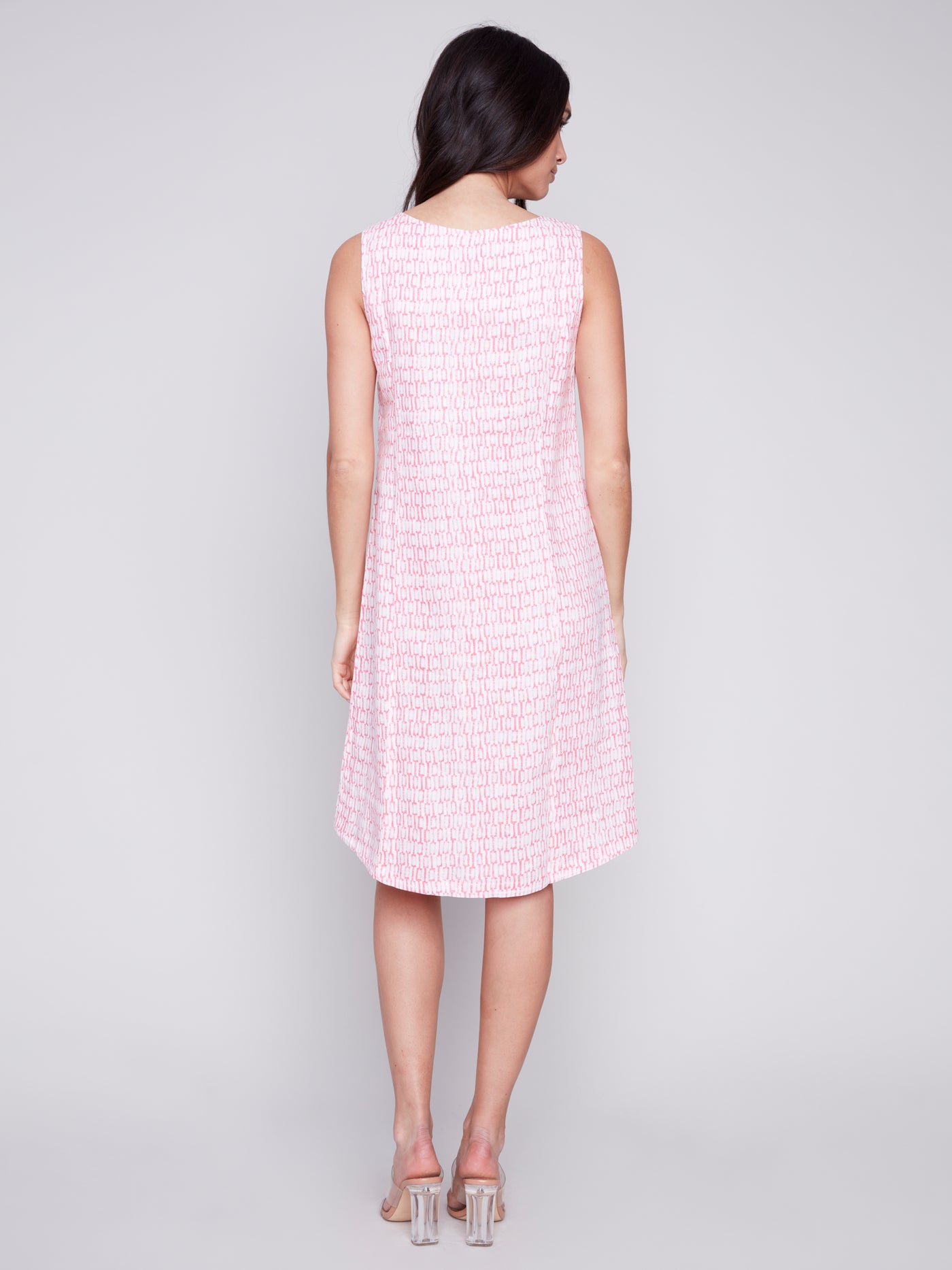 Charlie B Dress - Linen Print - Flamingo