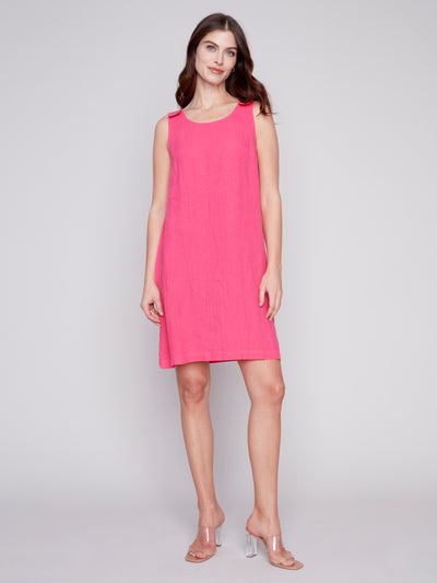 Charlie B Dress - Linen Solid - Pink Punch
