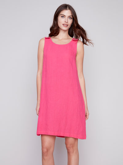 Charlie B Dress - Linen Solid - Pink Punch