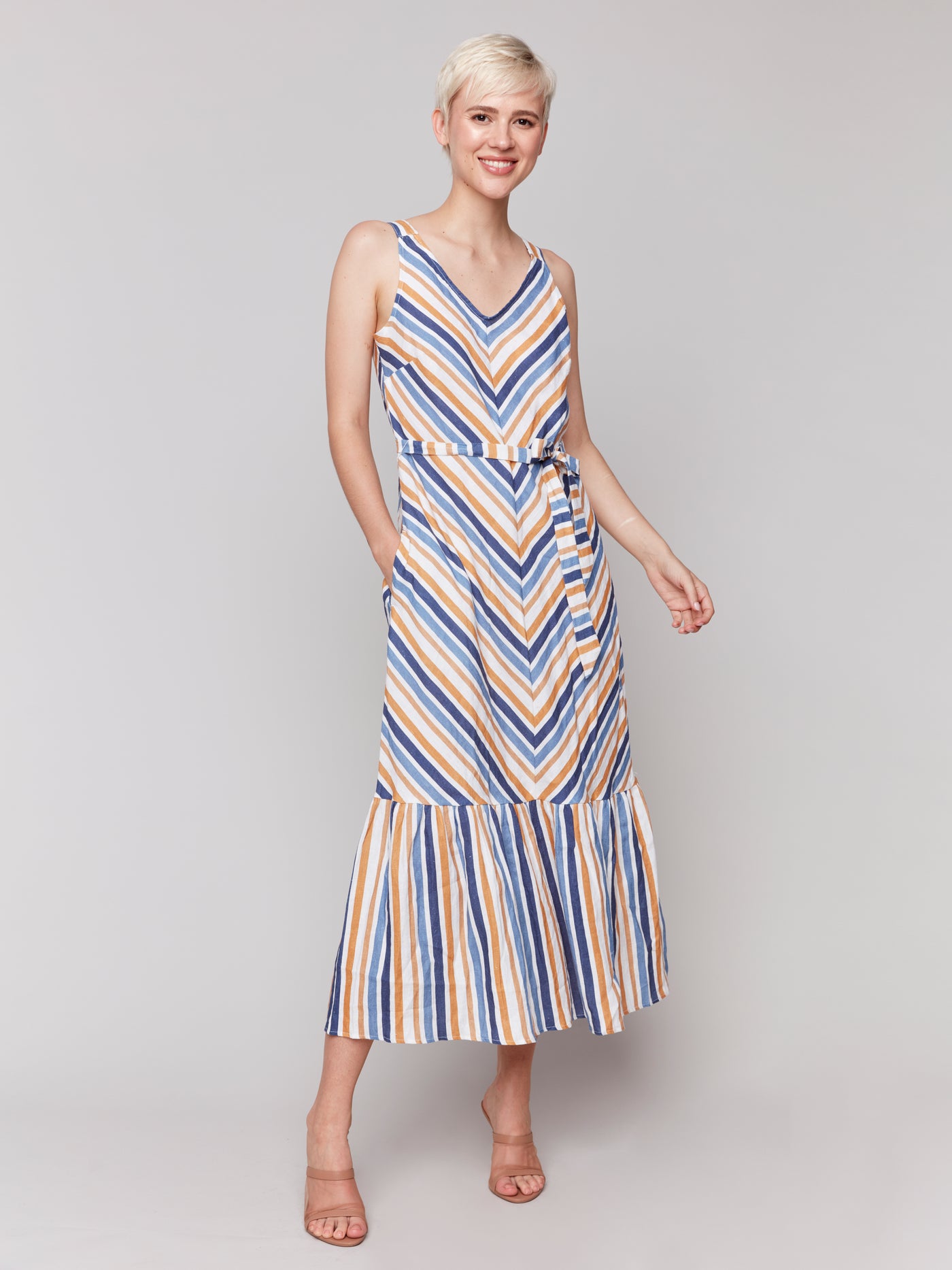 Charlie B Dress - Striped Maxi - Blue /Multi