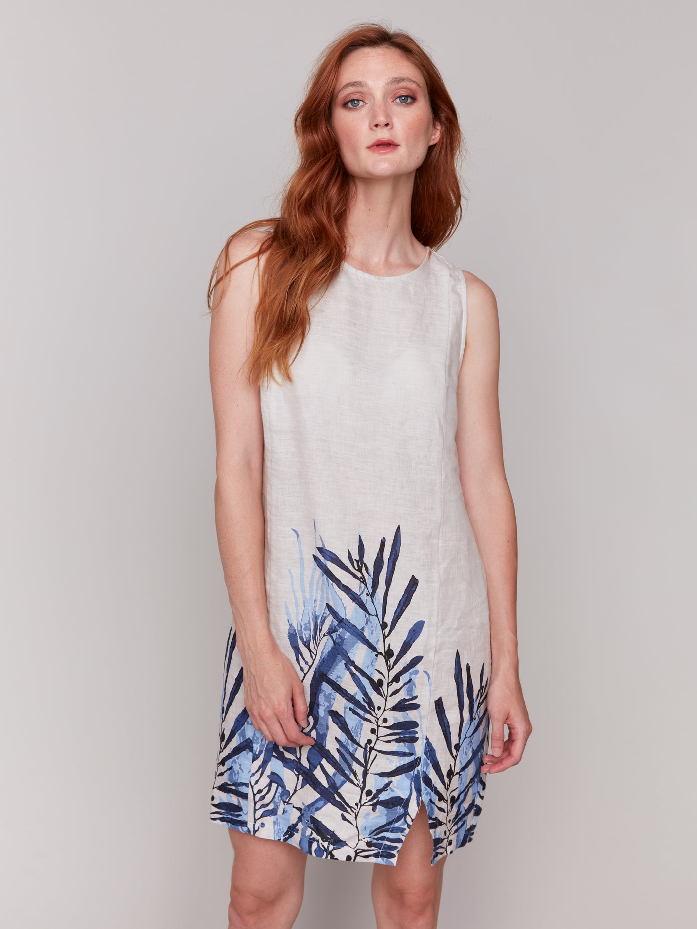 Charlie B Dress - Linen Blend Print - Palm