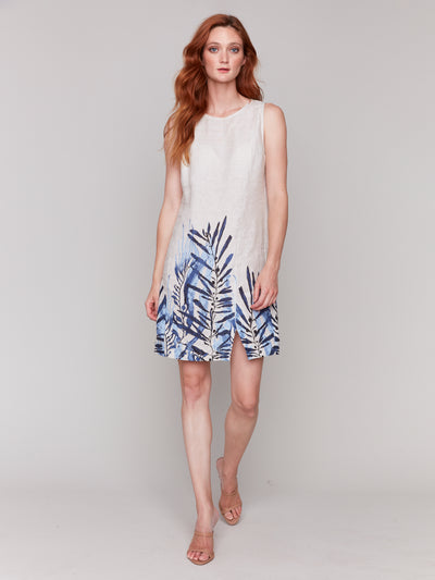 Charlie B Dress - Linen Blend Print - Palm