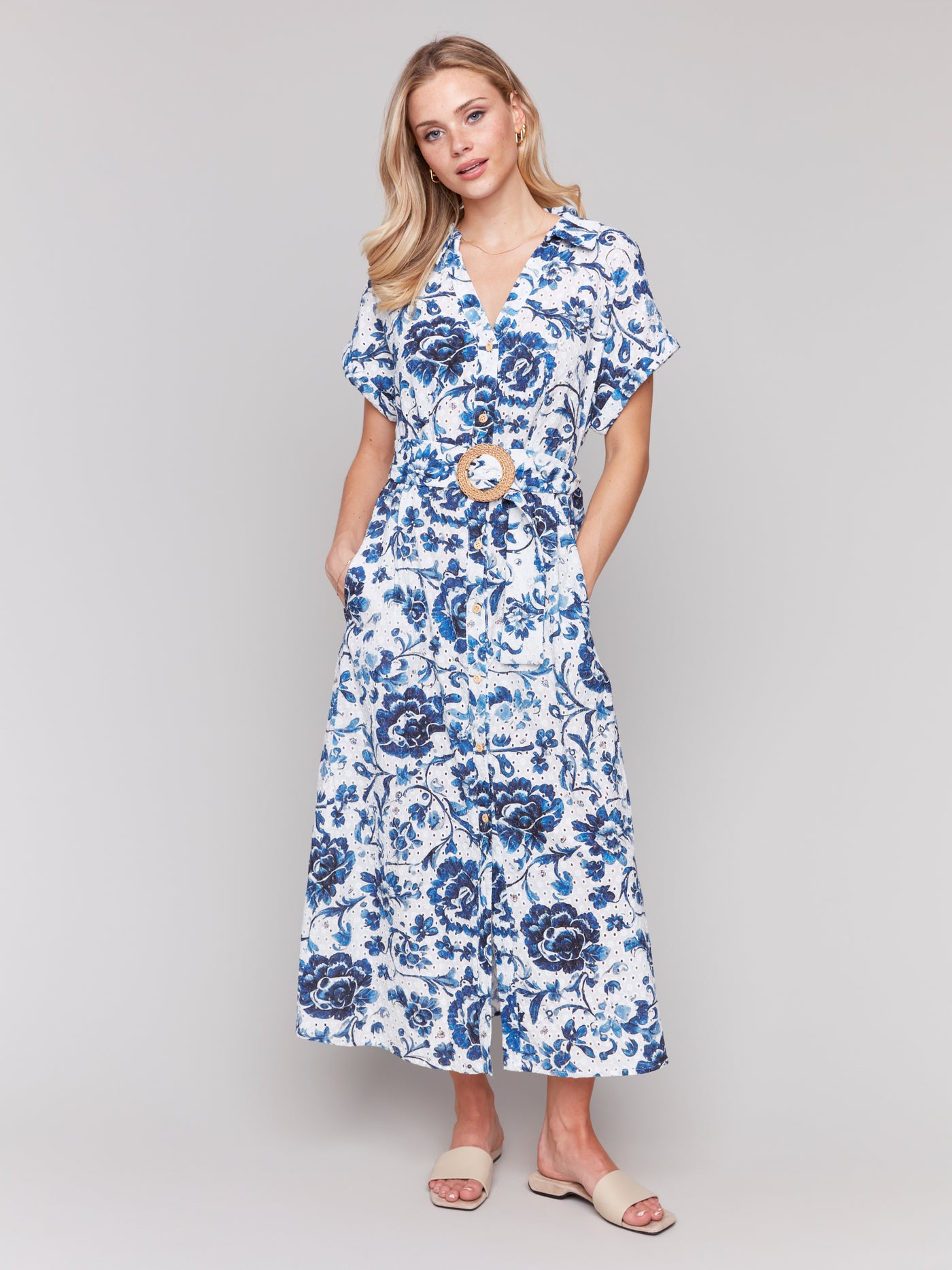 Charlie B Dress - Button Front Maxi - Delphiniu