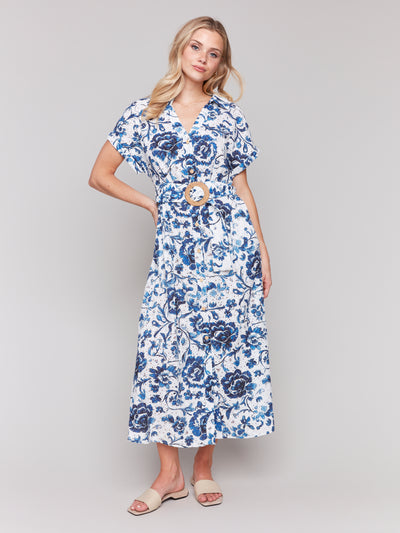 Charlie B Dress - Button Front Maxi - Delphiniu