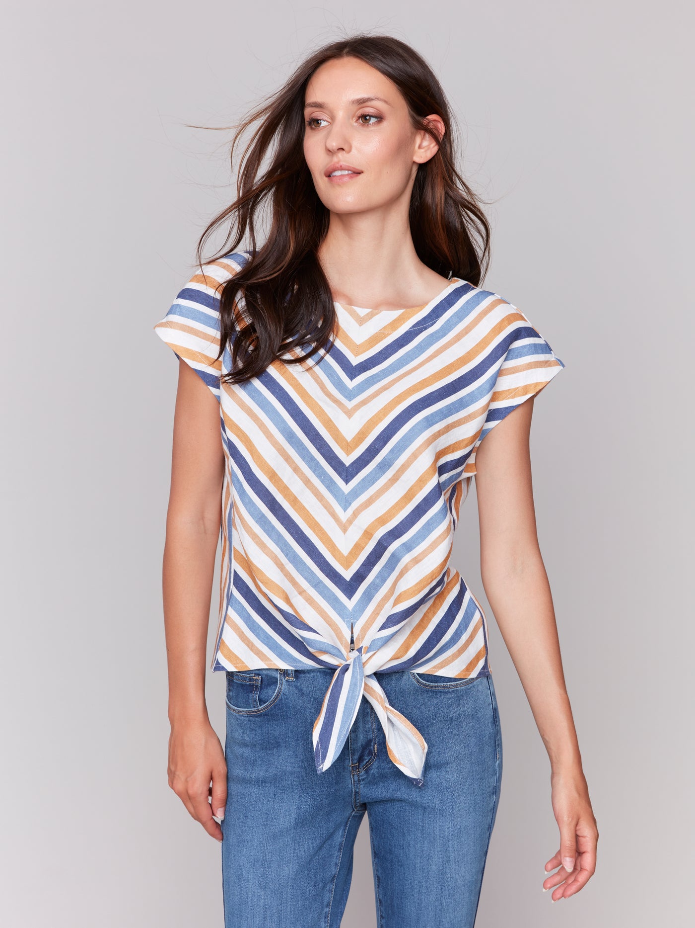 Charlie B Top - Front Tie - Denim