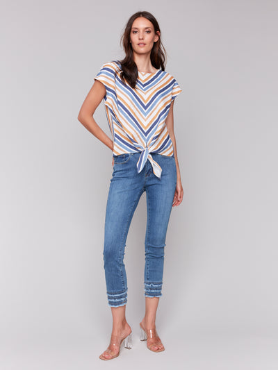 Charlie B Top - Front Tie - Denim