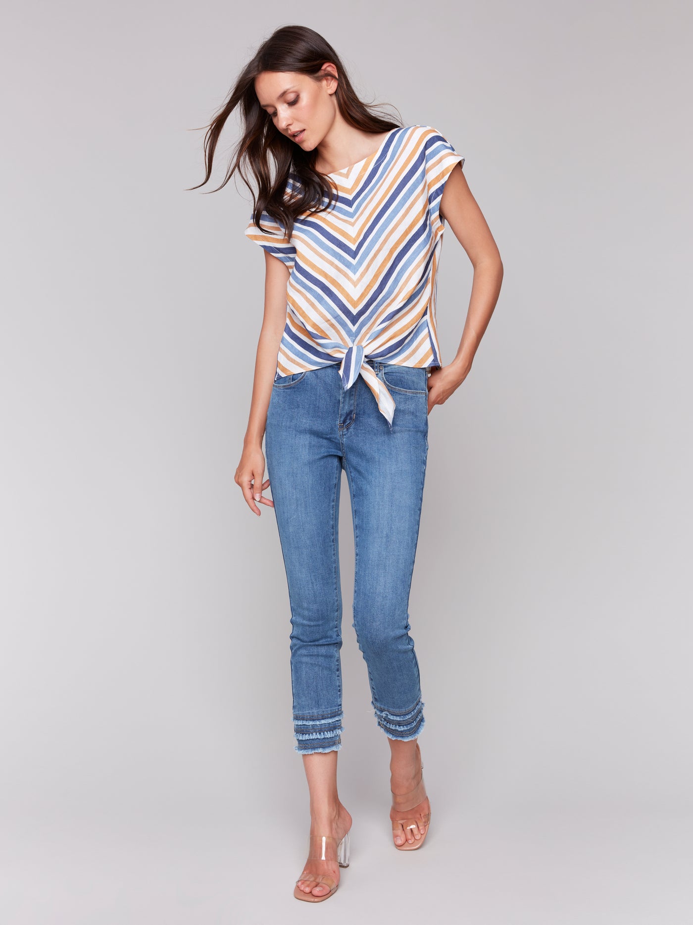 Charlie B Top - Front Tie - Denim