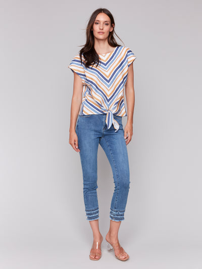 Charlie B Top - Front Tie - Denim