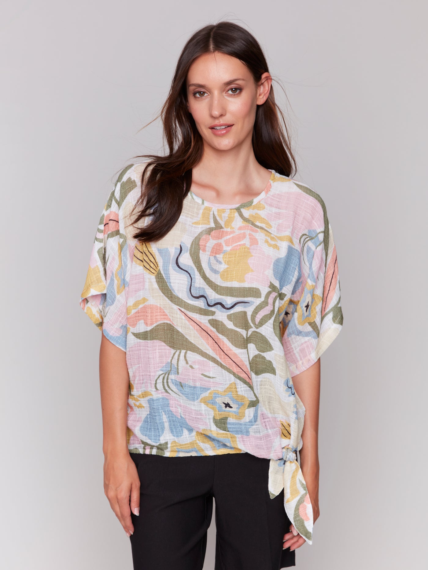 Charlie B Top - Side Tie Blouse - Pastel