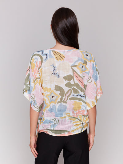 Charlie B Top - Side Tie Blouse - Pastel