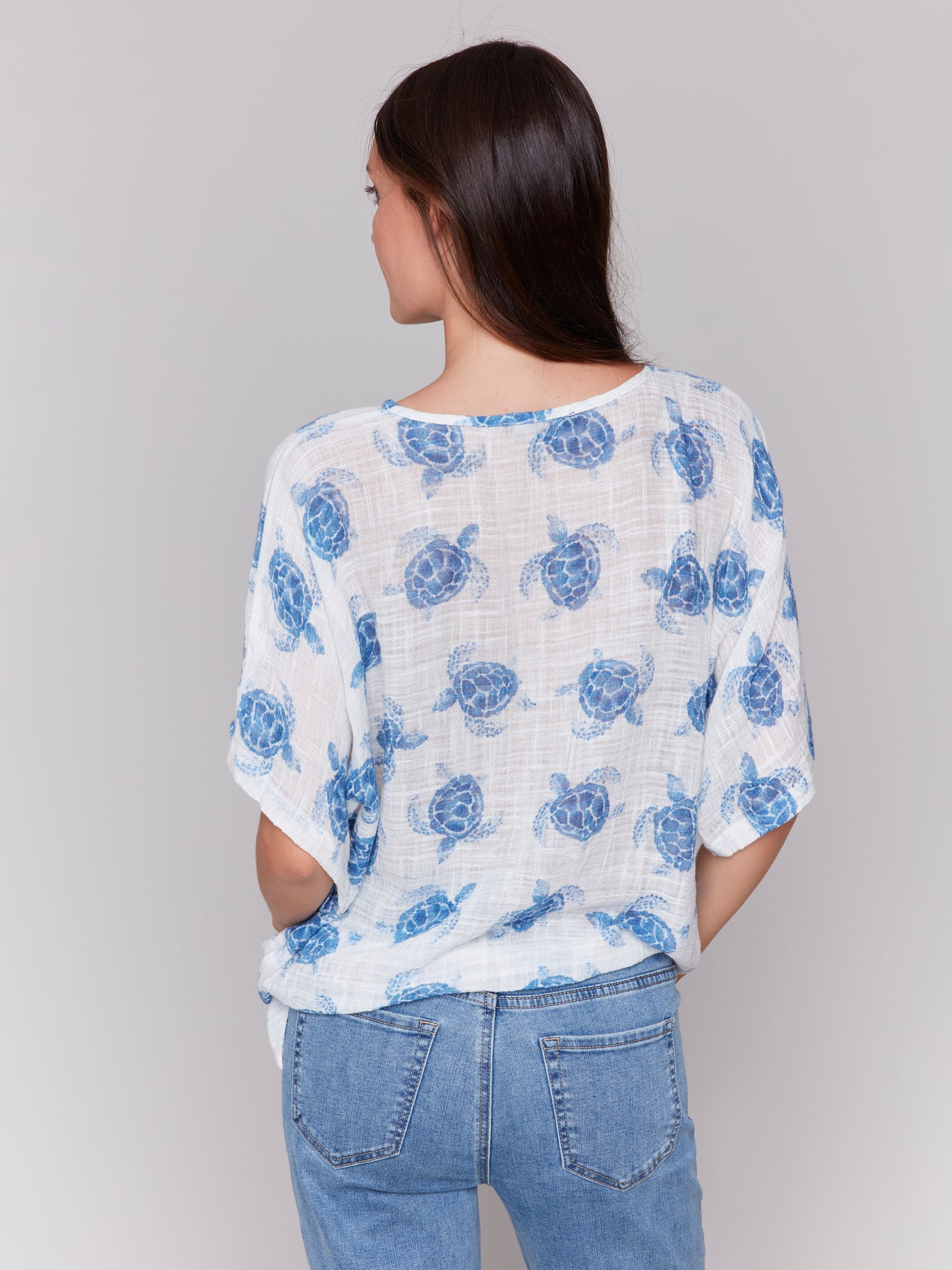 Charlie B Top - Side Tie Blouse - Turtle