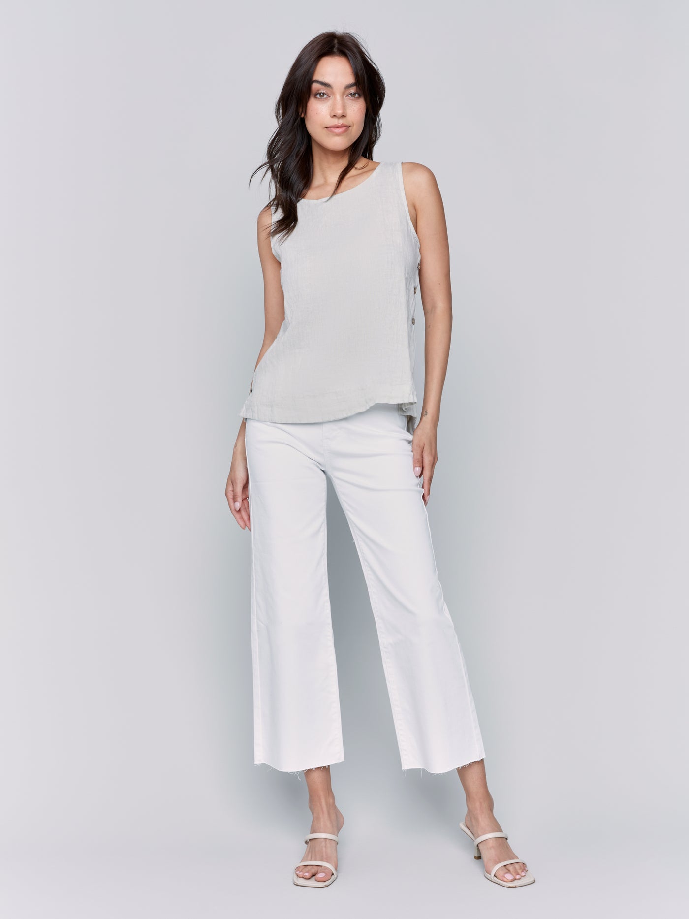 Charlie B Top - Side Button Linen - Natural