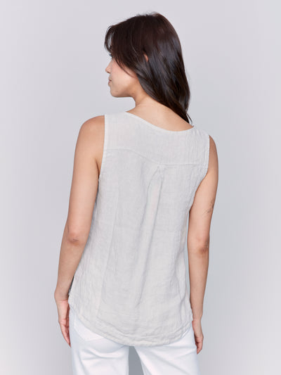 Charlie B Top - Side Button Linen - Natural