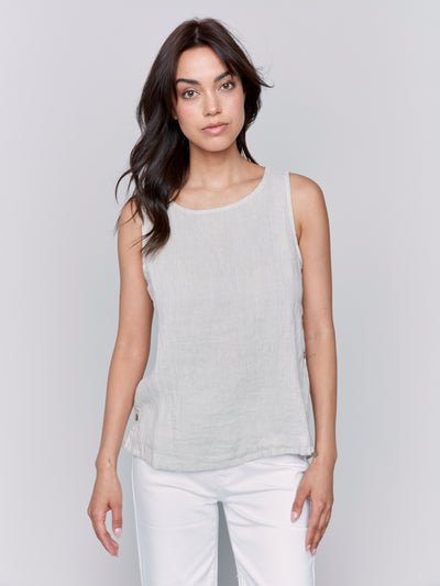 Charlie B Top - Side Button Linen - Natural