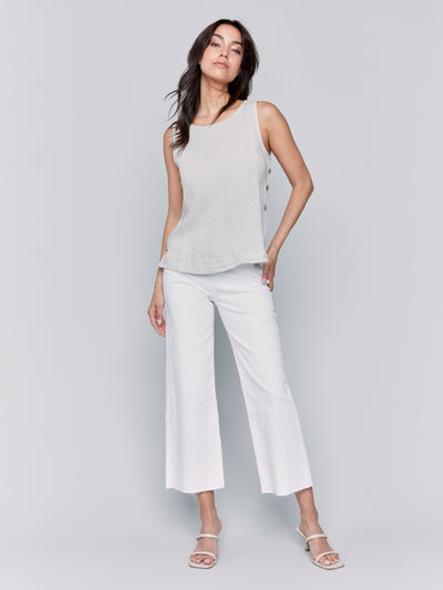 Charlie B Top - Side Button Linen - Natural