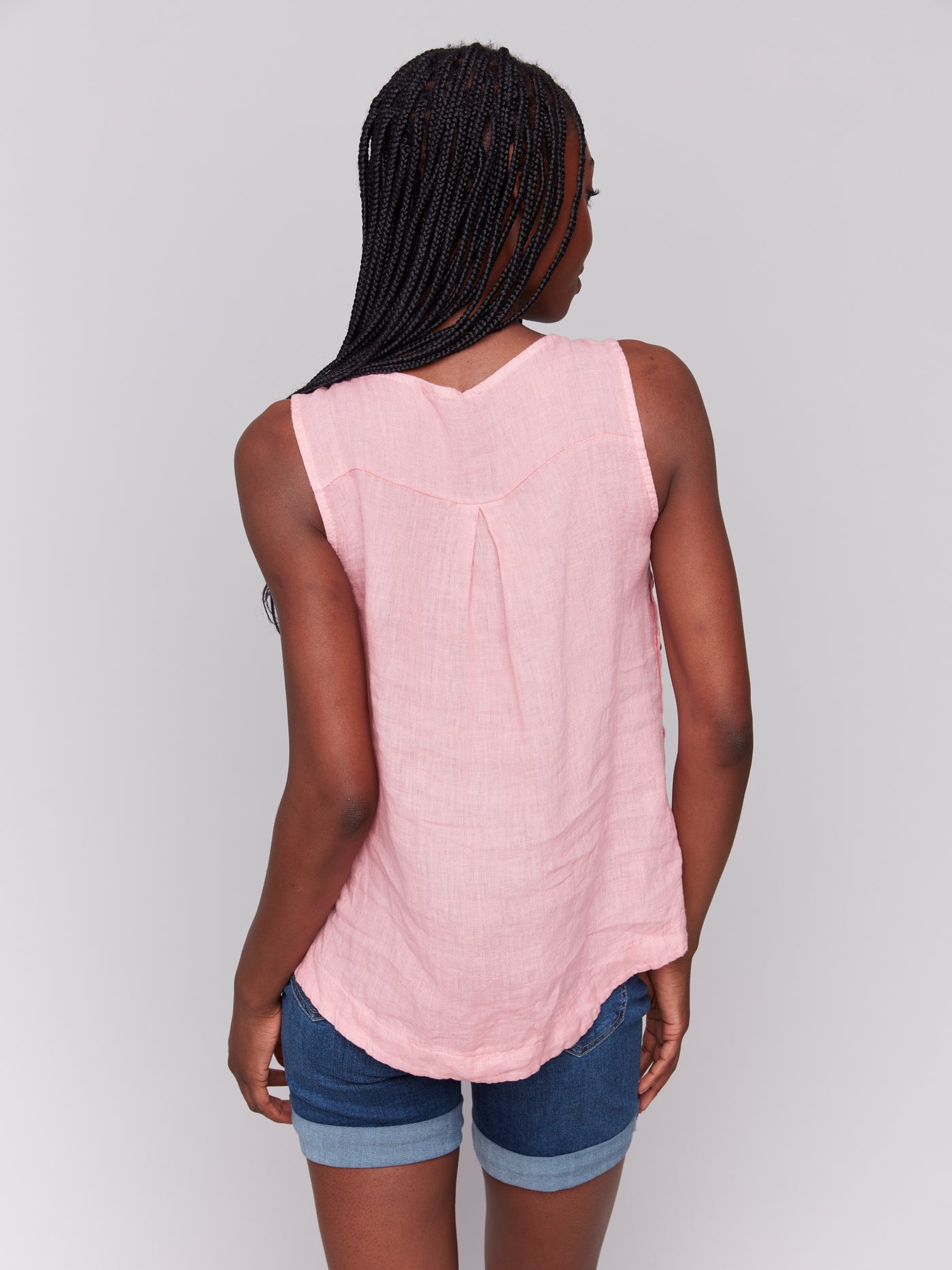 Charlie B Top - Side Button Linen - Guava