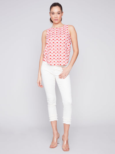 Charlie B Top - Side Buttons Print - Cherry