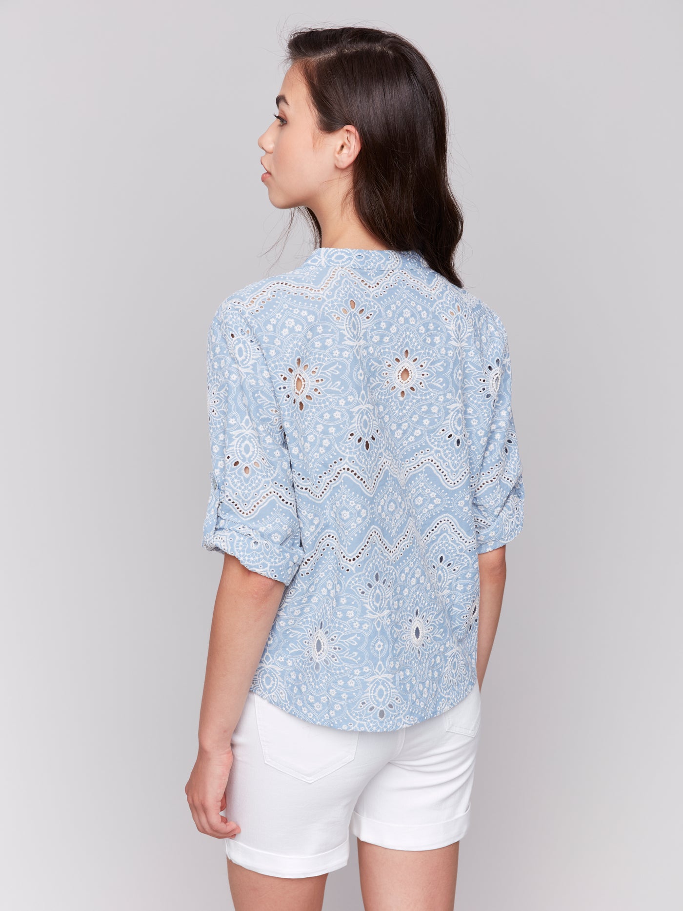 Charlie B Top - Eyelet Blouse - Bluebell