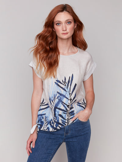 Charlie B Top - Side Tie Tee - Palm