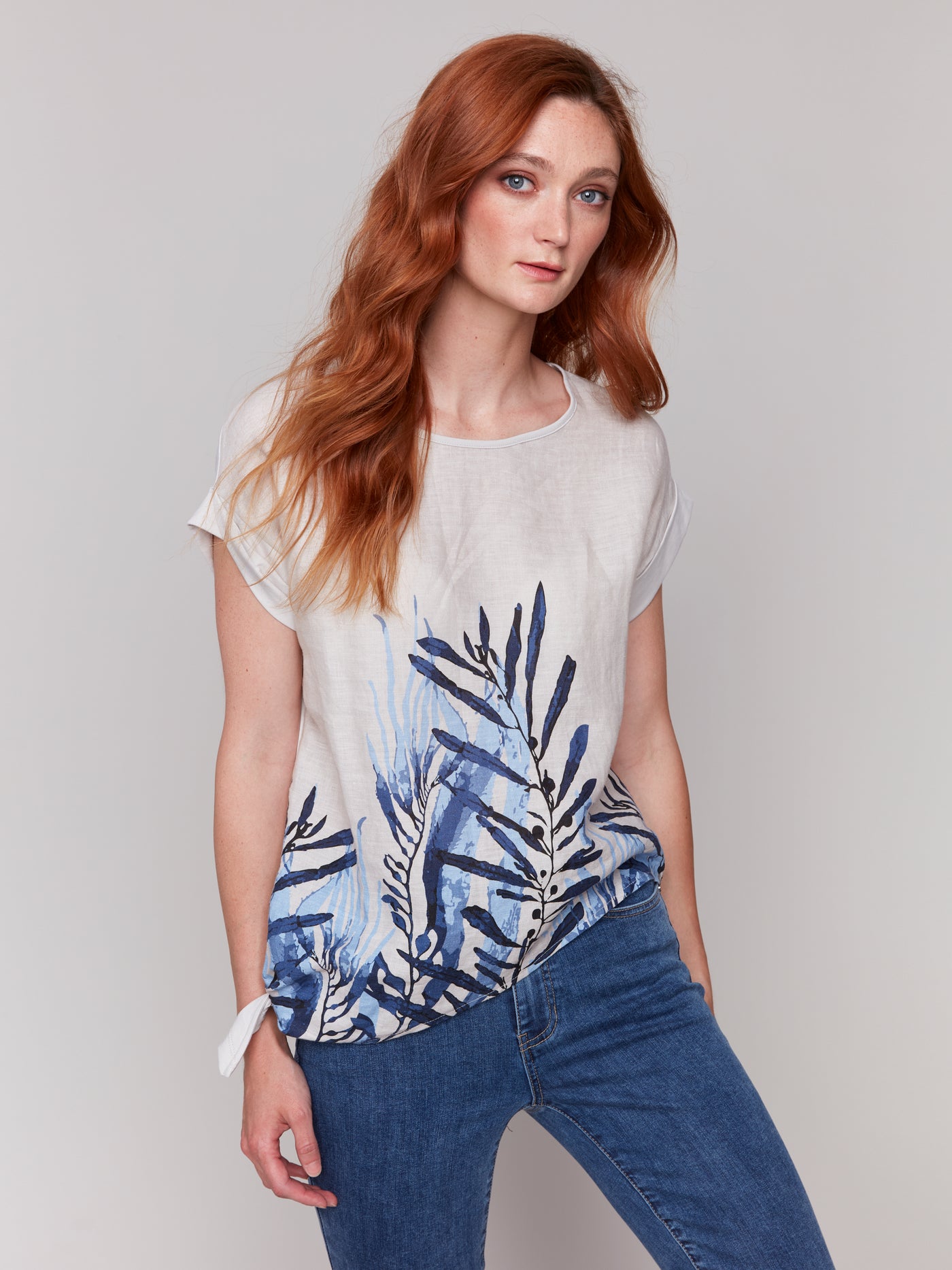 Charlie B Top - Side Tie Tee - Palm