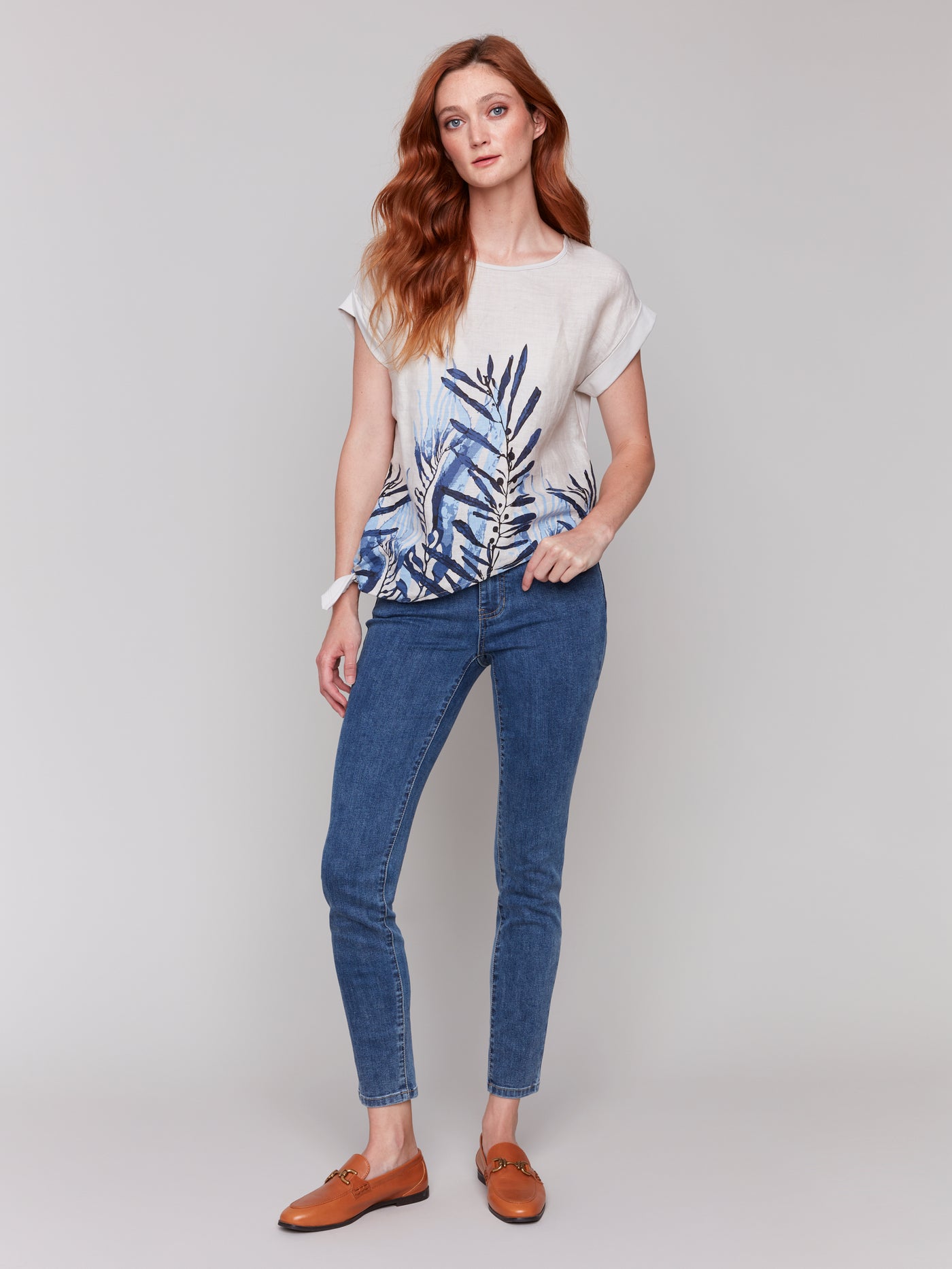 Charlie B Top - Side Tie Tee - Palm