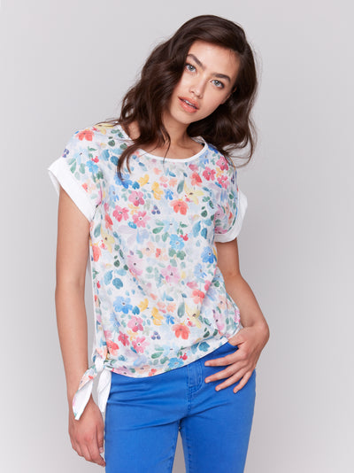 Charlie B Top - Side Tie Top - Flowers