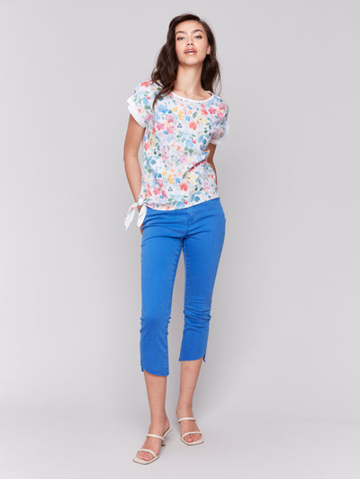 Charlie B Top - Side Tie Top - Flowers