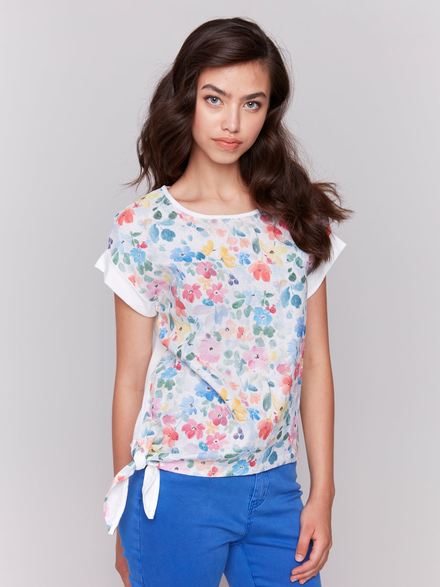 Charlie B Top - Side Tie Top - Flowers