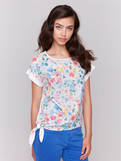 Charlie B Top - Side Tie Top - Flowers