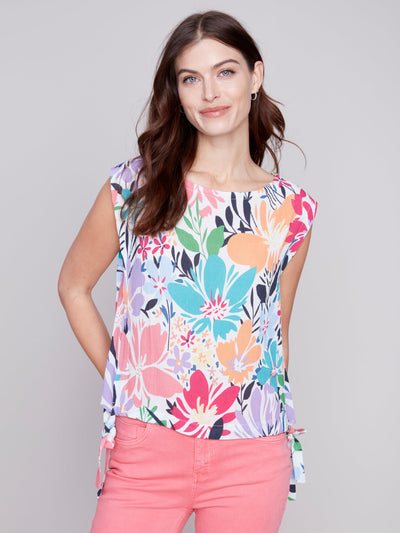 Charlie B Top - Side Ties Floral - Blossom