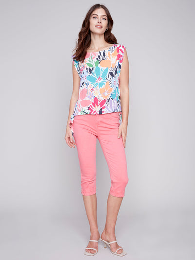 Charlie B Top - Side Ties Floral - Blossom
