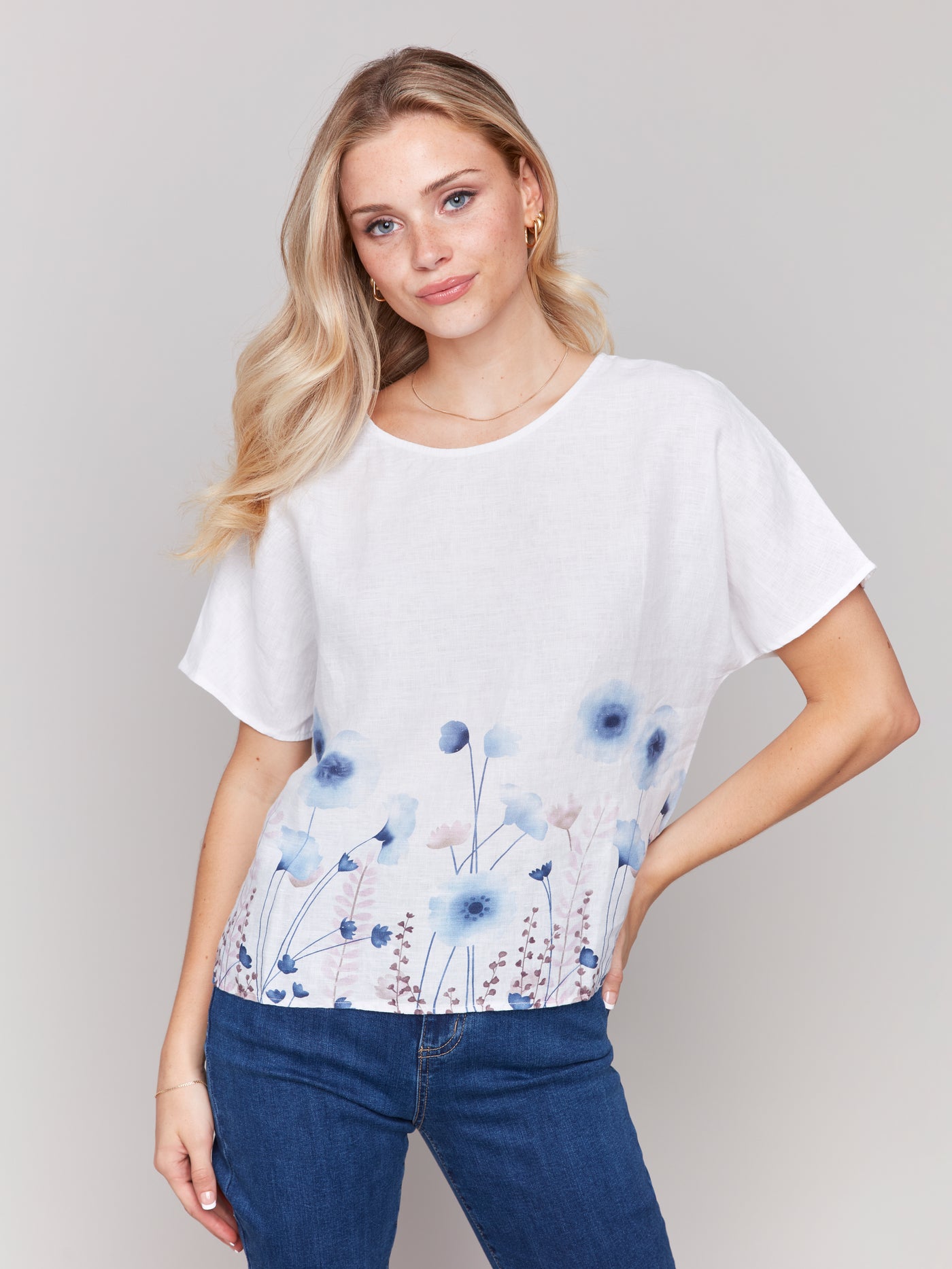 Charlie B Top - Linen Print - Field