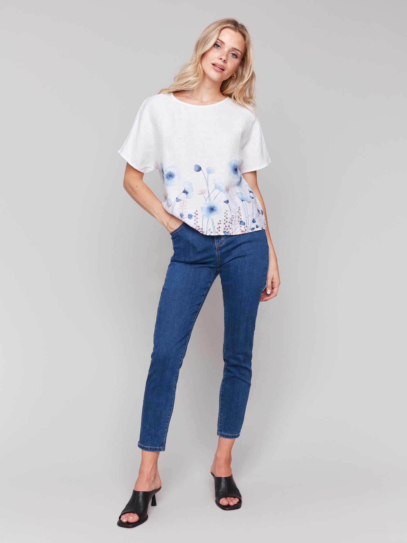 Charlie B Top - Linen Print - Field