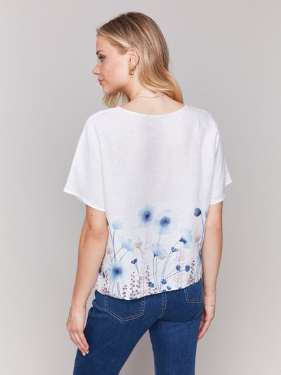 Charlie B Top - Linen Print - Field