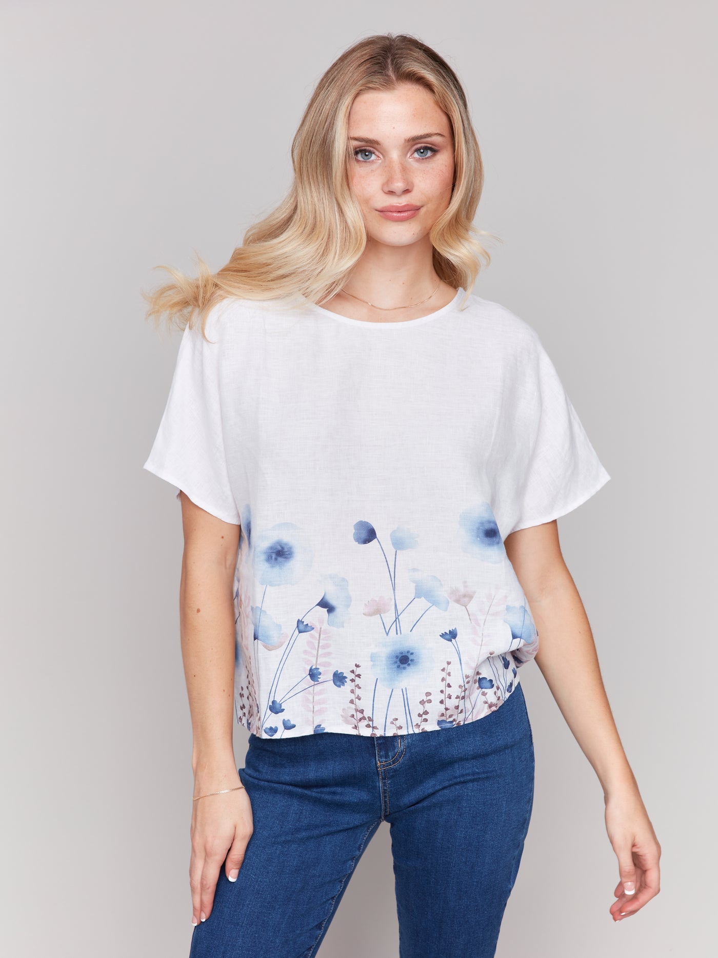 Charlie B Top - Linen Print - Field