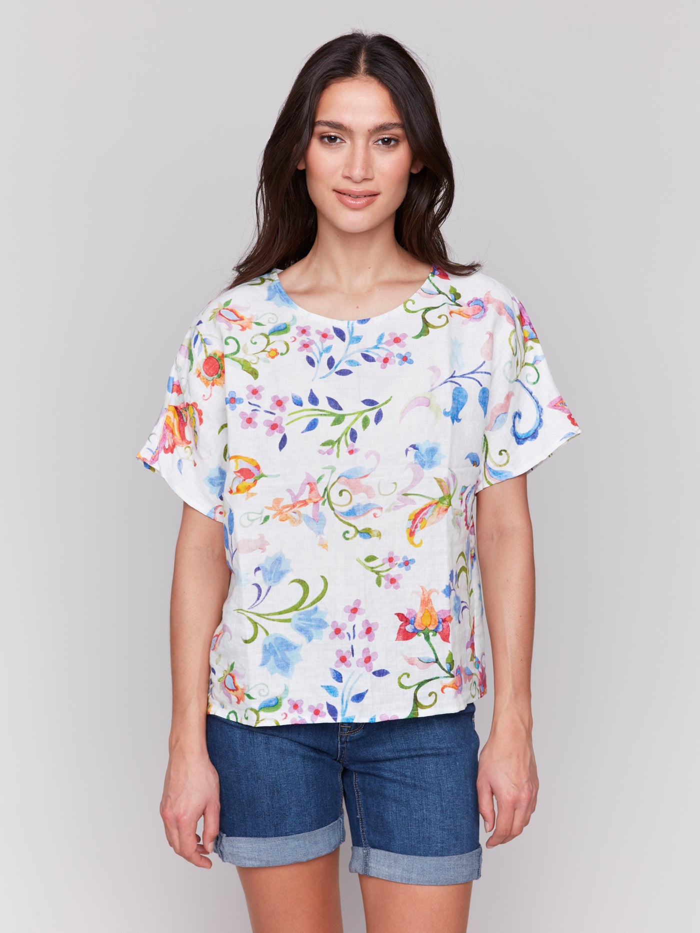 Charlie B Top - Linen Print - Utopia