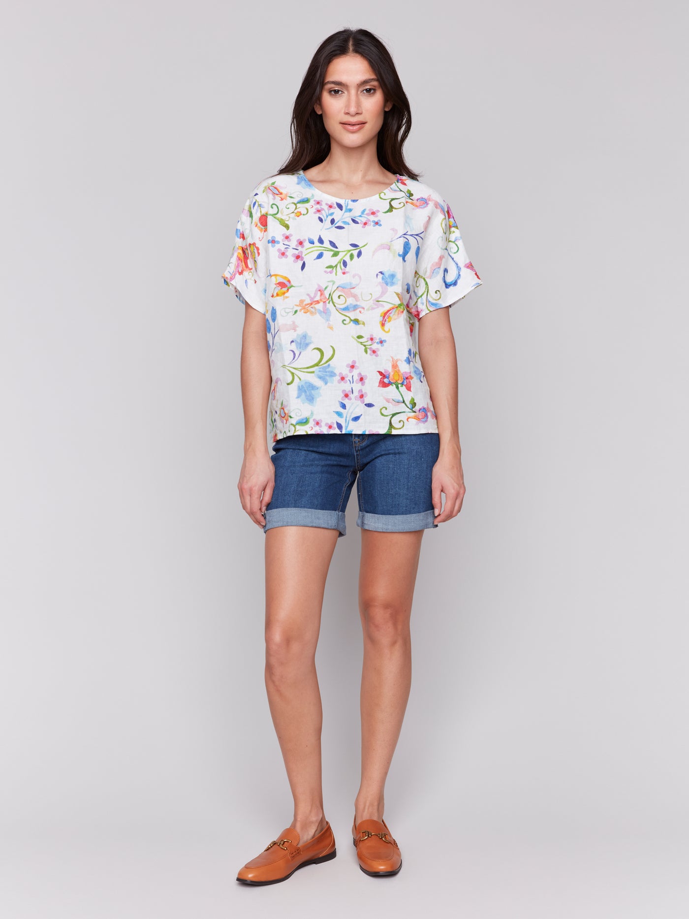 Charlie B Top - Linen Print - Utopia