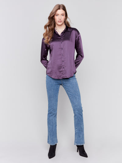 Charlie B Top - Satin Blouse - Plum