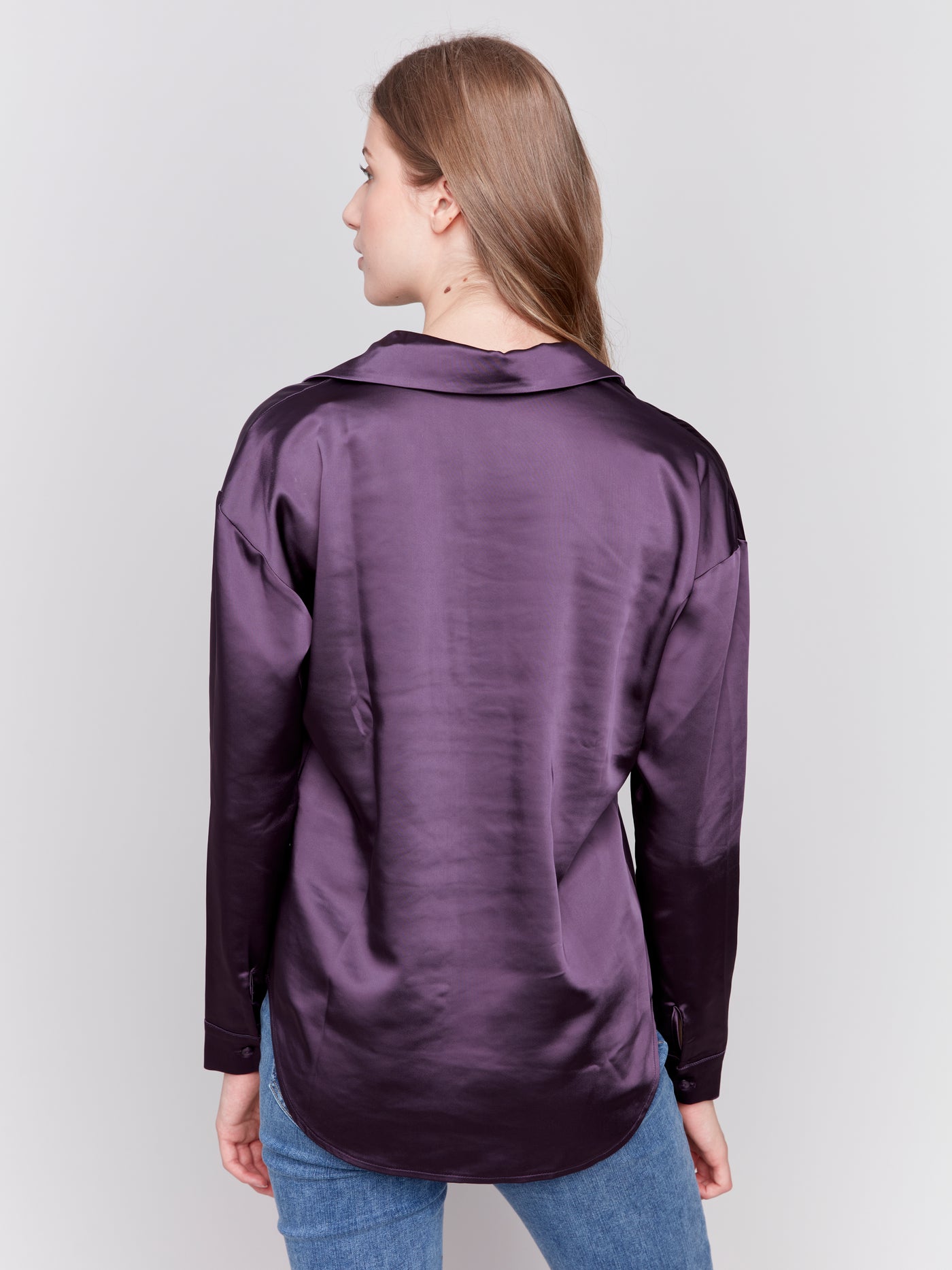 Charlie B Top - Satin Blouse - Plum