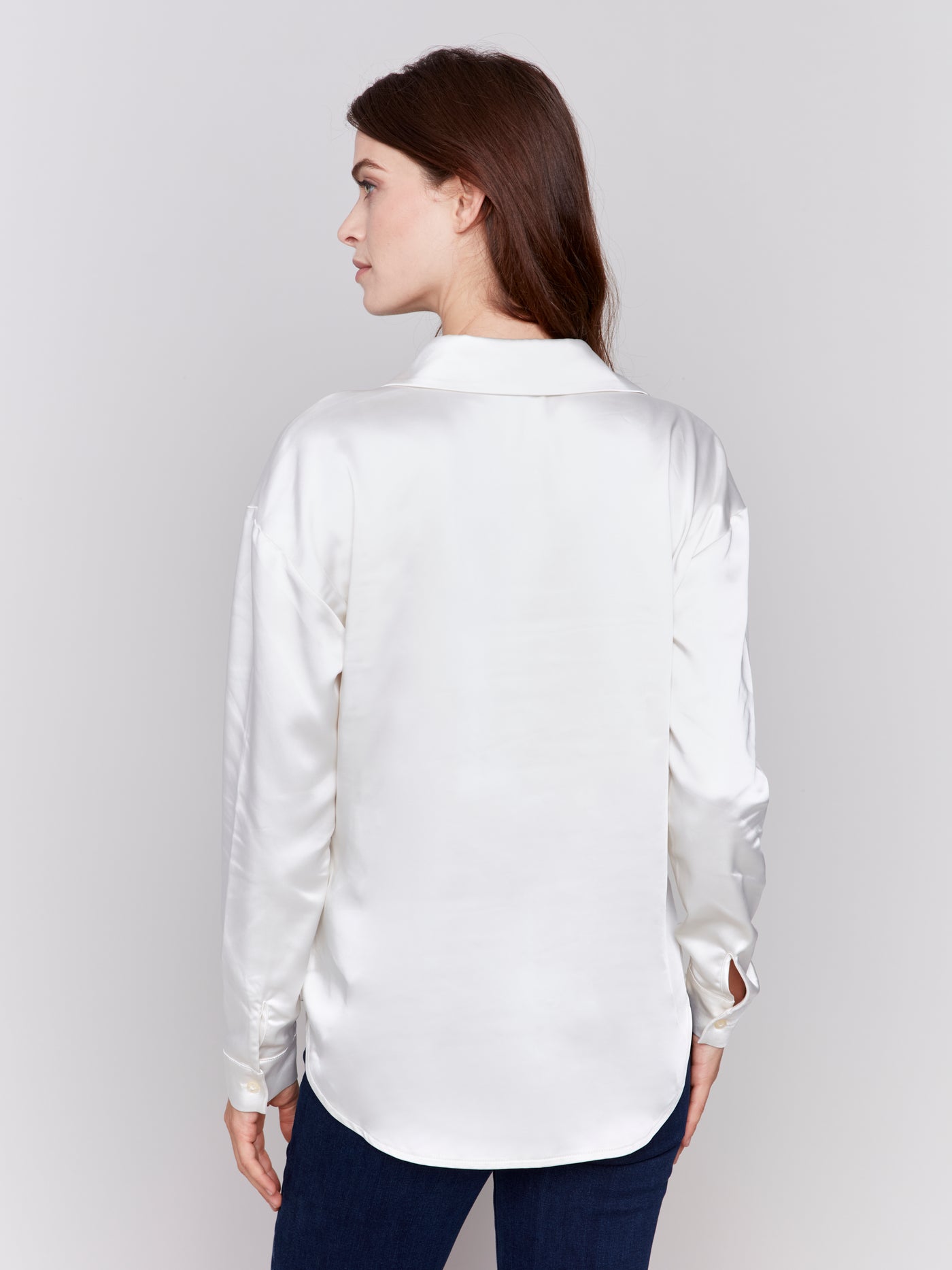 Charlie B Top - Satin Blouse - Ecru