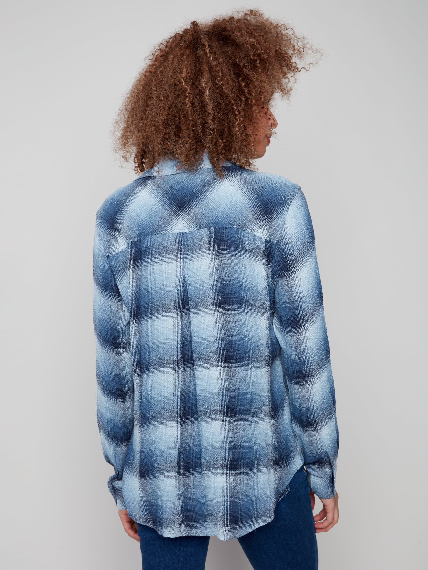 Charlie B Top - Plaid Shirt - Denim