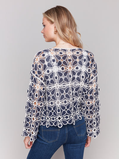 Charlie B Top - Crochet Knit - Denim