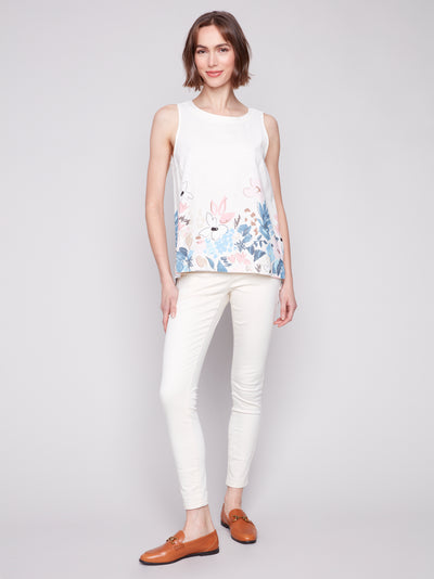 Charlie B Top - Border Print Linen - Supernova