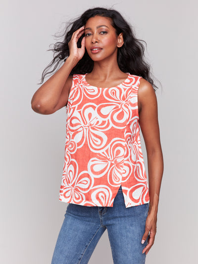 Charlie B Top - Linen Blend Tank - Coral