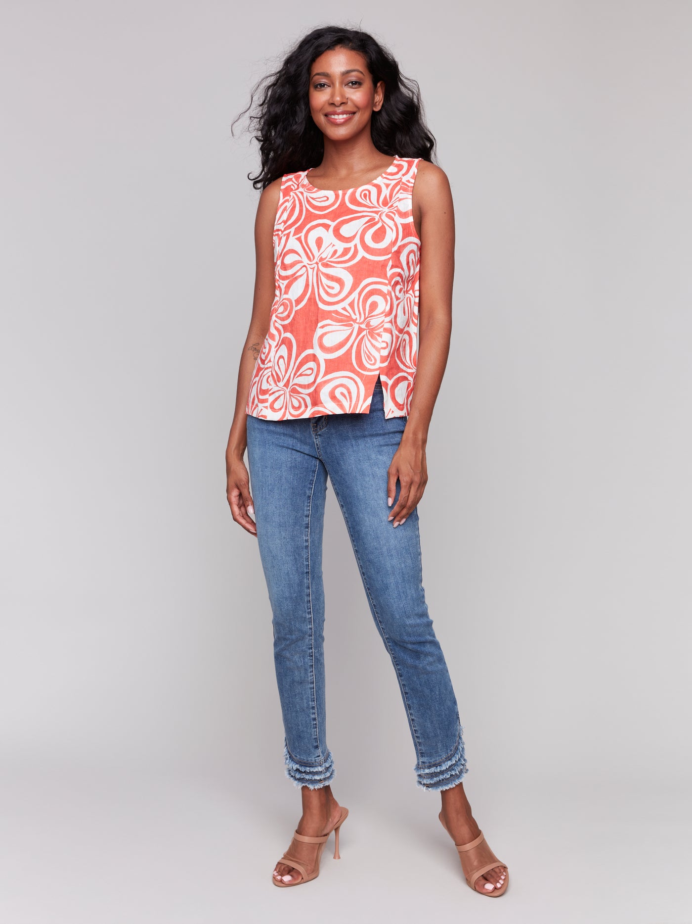 Charlie B Top - Linen Blend Tank - Coral