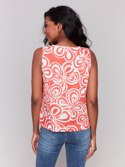 Charlie B Top - Linen Blend Tank - Coral