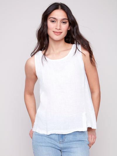 Charlie B Top - Linen Tank - White