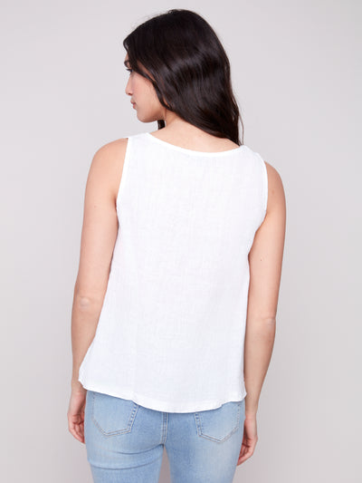 Charlie B Top - Linen Tank - White